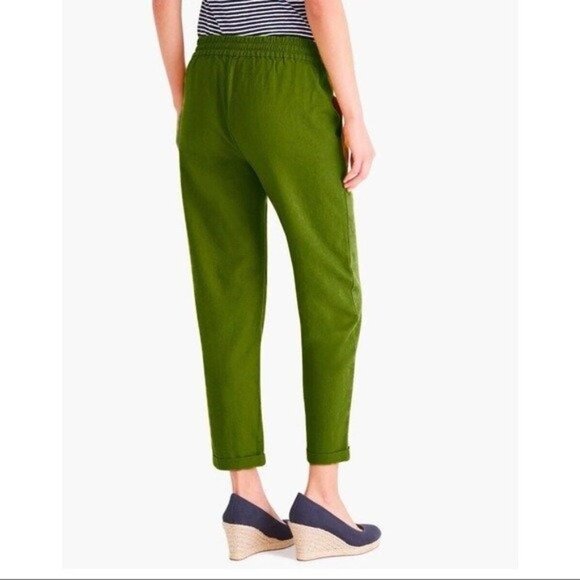 NEW! J.Crew Factory Linen Blend Drawstring Pants Green Style H5607 SZ 0 - Picture 2 of 9